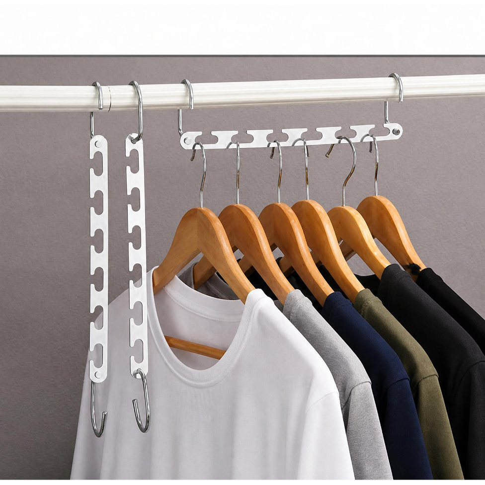 Lot de 3 Cintres Gain de Place pour Vêtements, Cintres en Métal Organisateur de Vêtements
