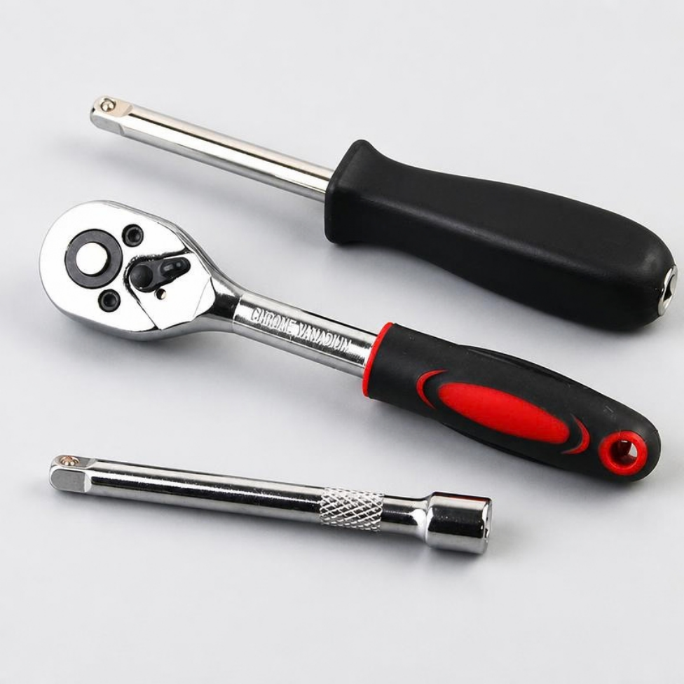 Boîtes à Outils Jeu de Clés à Douille, 46 Pièces, Ensembles d'Outils Réparation Automobile, Clé Dynamométrique à Cliquet,Embouts Tournevis – image 4