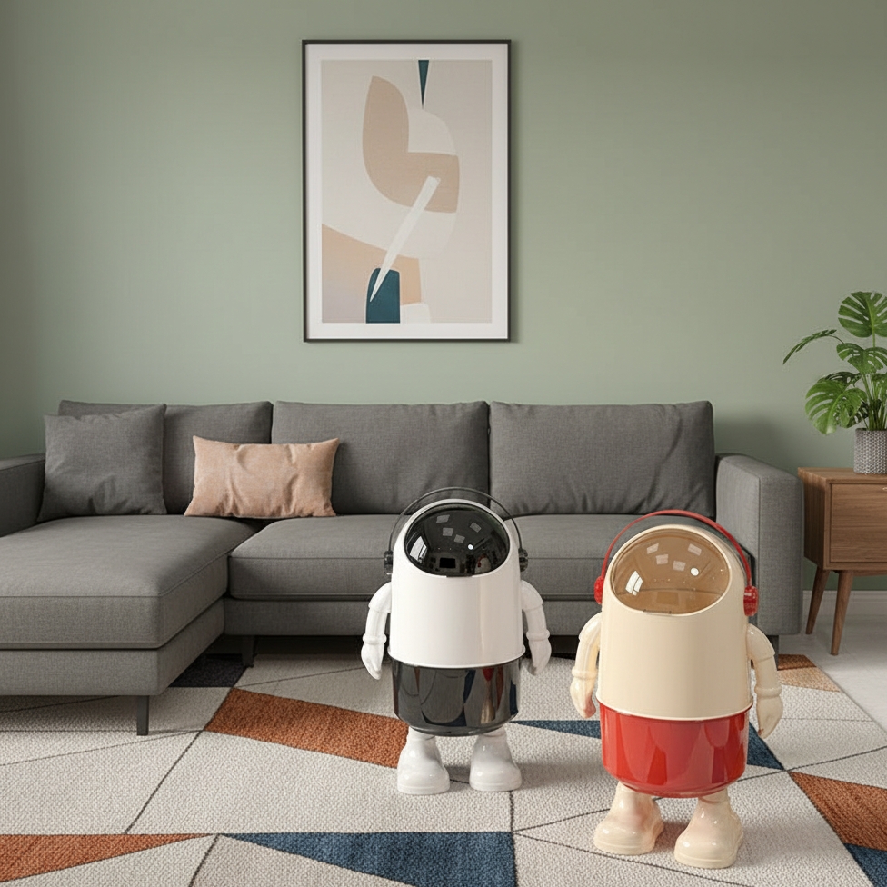 Jolie Poubelle en Plastique sous Forme de Dessin Animé Originale,  Poubelle avec Couvercle et Grande Capacité, Idéale pour la Décoration Intérieure, Chambre, Hôtel ou Bureau,Salle de Bain… – image 2