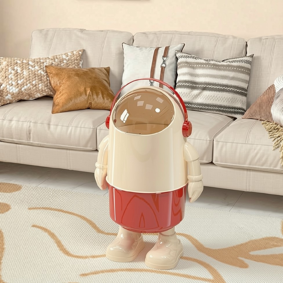 Jolie Poubelle en Plastique sous Forme de Dessin Animé Originale,  Poubelle avec Couvercle et Grande Capacité, Idéale pour la Décoration Intérieure, Chambre, Hôtel ou Bureau,Salle de Bain… – image 3