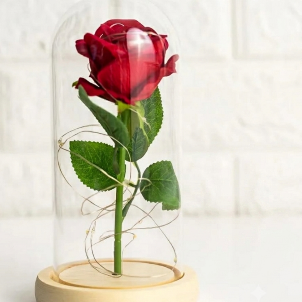 Lampe en Forme de Rose, Fleur Stabilisée Sous Verre, Idéal pour Cadeau, Décoration Maison – image 4
