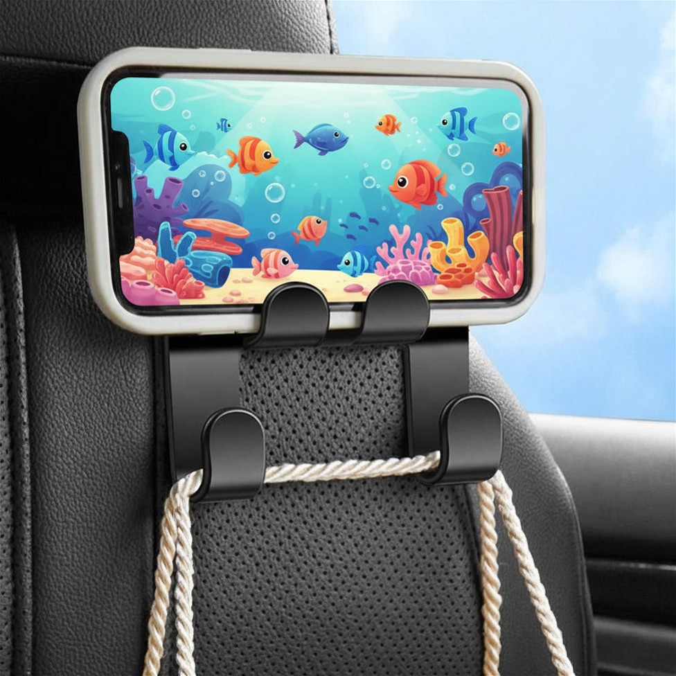 Crochet de Voiture Multifonctionnel pour Appui-Tête, Organisateur d'accessoires Auto, Support de Téléphone et Cintre pour Siège Arrière,Accessoires Voiture – image 3