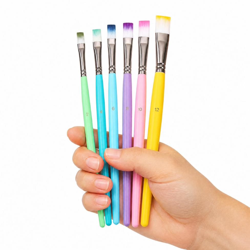 Ensemble de 6 Pinceaux d'Art, Différentes Tailles, Pinceaux de Peinture Colorés pour Artistes