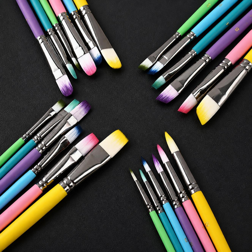 Ensemble de 6 Pinceaux d'Art, Différentes Tailles, Pinceaux de Peinture Colorés pour Artistes – image 3