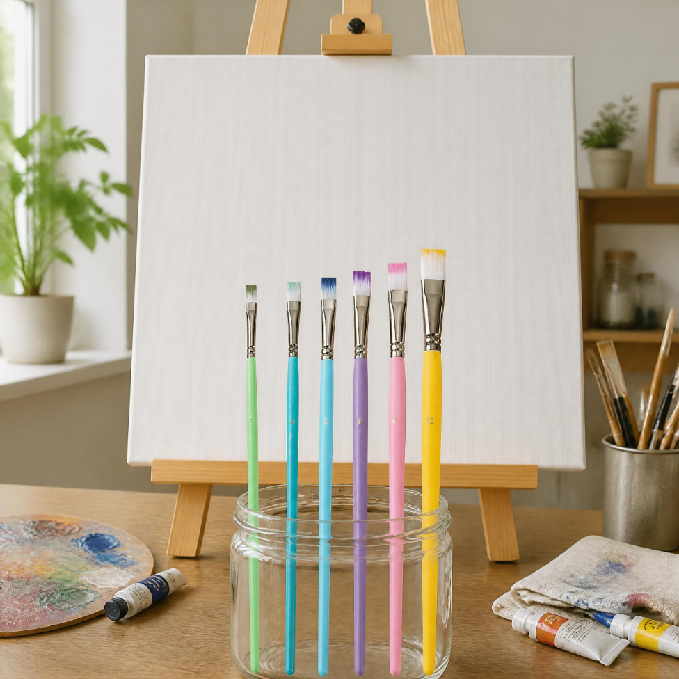 Ensemble de 6 Pinceaux d'Art, Différentes Tailles, Pinceaux de Peinture Colorés pour Artistes – image 4