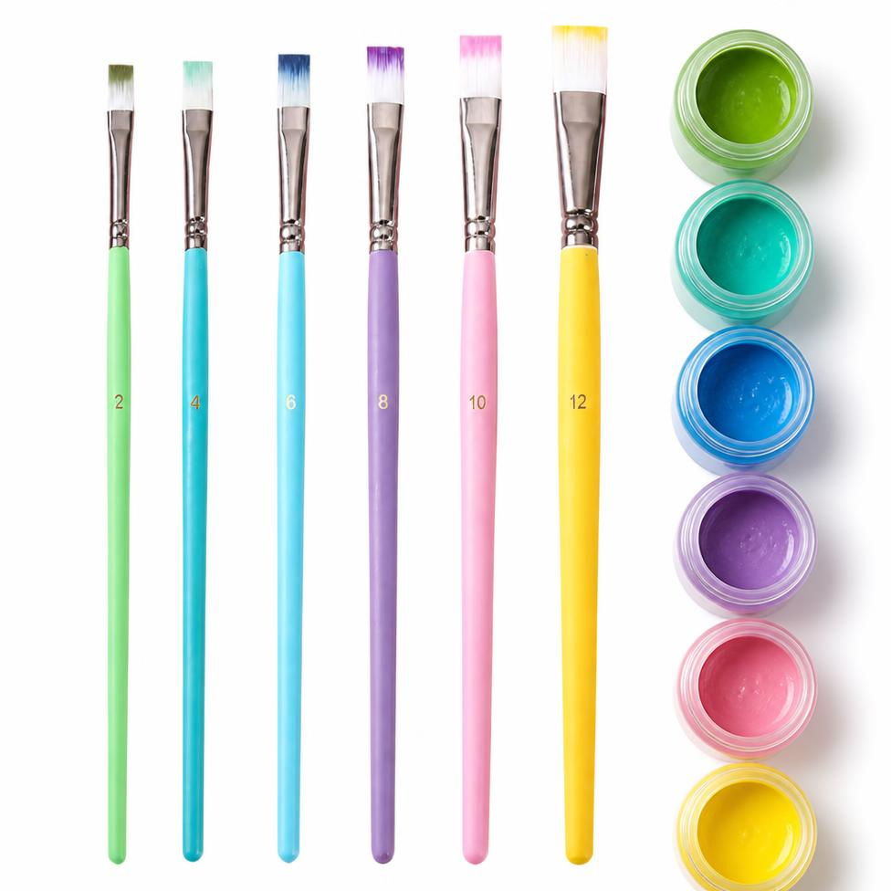Ensemble de 6 Pinceaux d'Art, Différentes Tailles, Pinceaux de Peinture Colorés pour Artistes – image 5