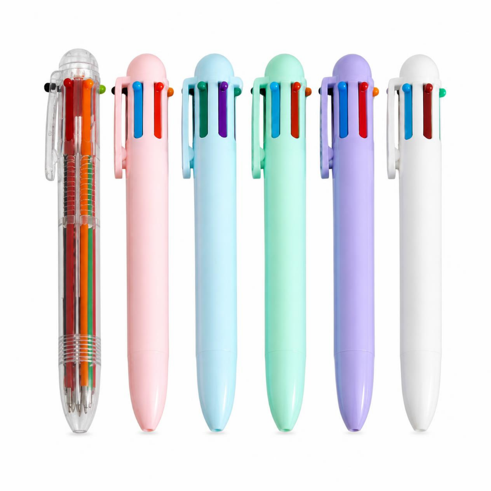 Stylo à Bille mignon de Dessin Animé avec 6 Couleur, Stylo Rétractable Multicolore Créatif pour Étudiants