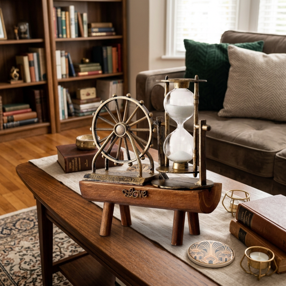 Tour de Fer,Rétro Sablier en Bois Écologique,Décorations Maison,Cadeau – image 2