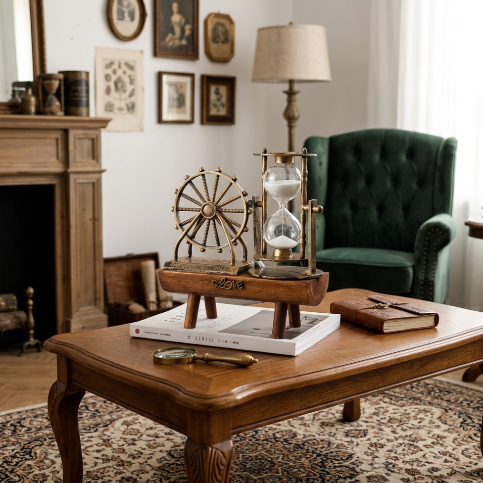 Tour de Fer,Rétro Sablier en Bois Écologique,Décorations Maison,Cadeau – image 4