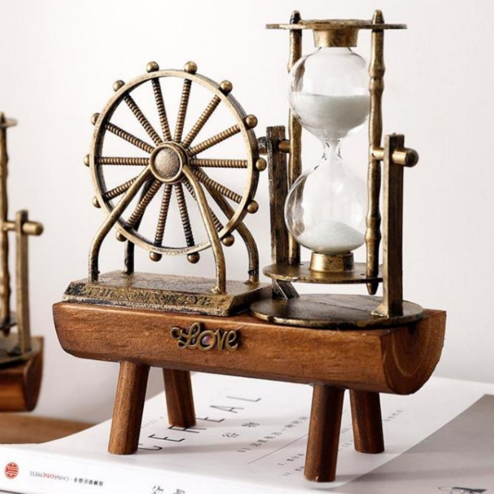 Tour de Fer,Rétro Sablier en Bois Écologique,Décorations Maison,Cadeau – image 6