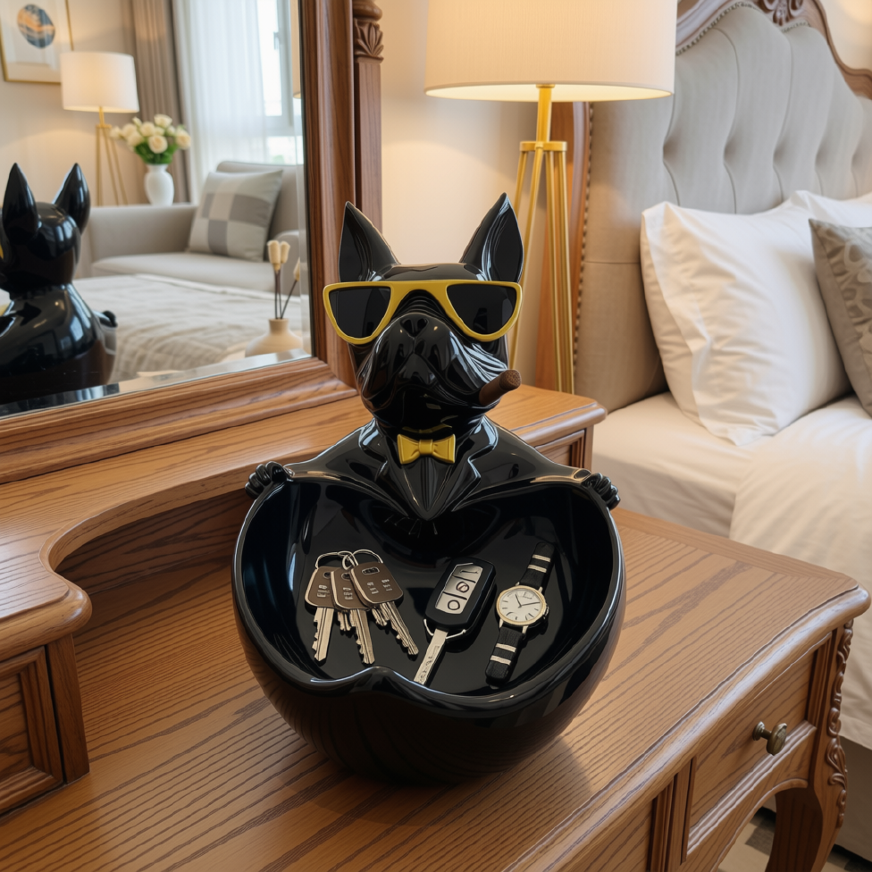 Décoration de Rangement en Résine en Forme de Bouledogue, Style Luxe Léger, pour Salon,Décoration Maison