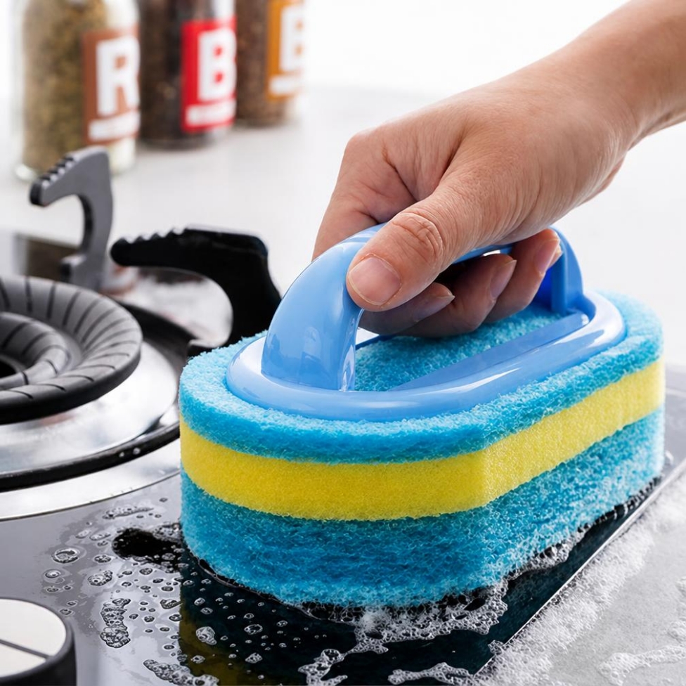 Lot de 3 Éponges Bleue pour Nettoyage Cuisine, Maison, avec Poignée, Accessoires Cuisine – image 6