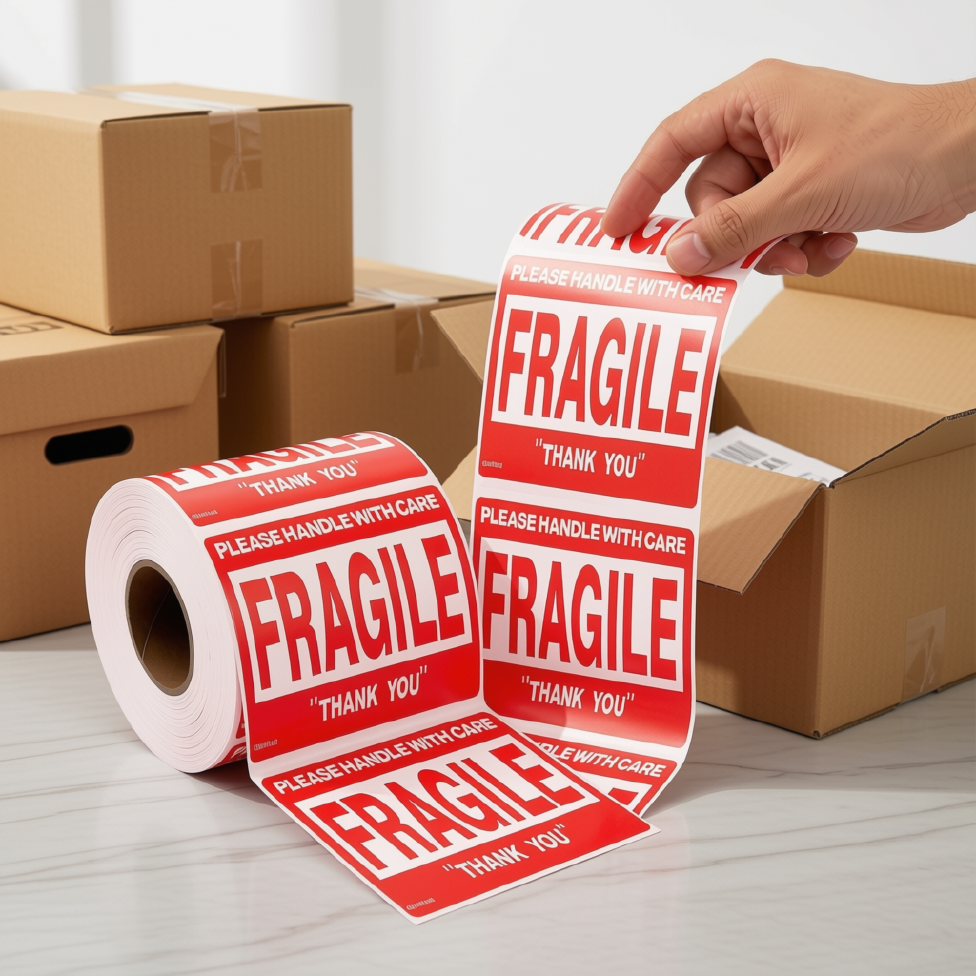 Étiquettes en Papier Rectangulaires Autocollantes Imperméables, 500 Pièces, pour Avertissement de Fragilité et d'Expédition – image 2