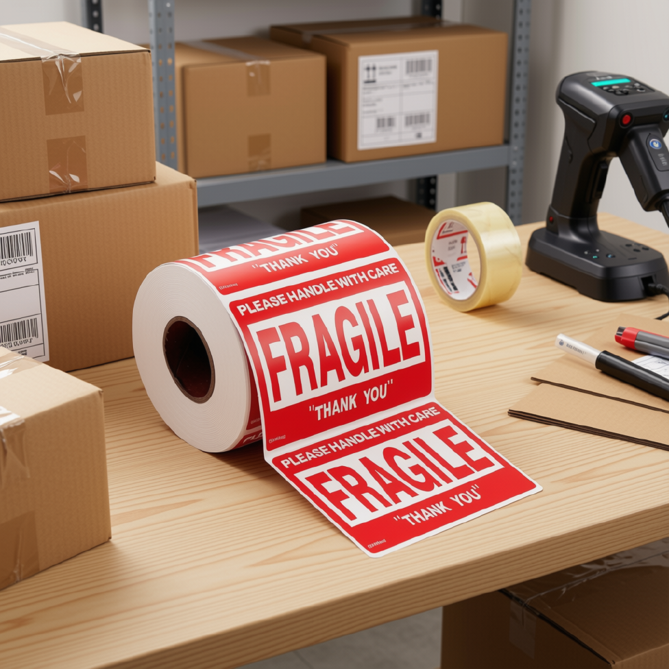 Étiquettes en Papier Rectangulaires Autocollantes Imperméables, 500 Pièces, pour Avertissement de Fragilité et d'Expédition – image 4