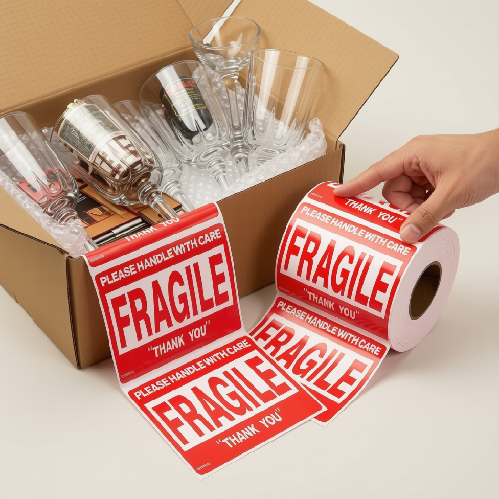 Étiquettes en Papier Rectangulaires Autocollantes Imperméables, 500 Pièces, pour Avertissement de Fragilité et d'Expédition – image 5