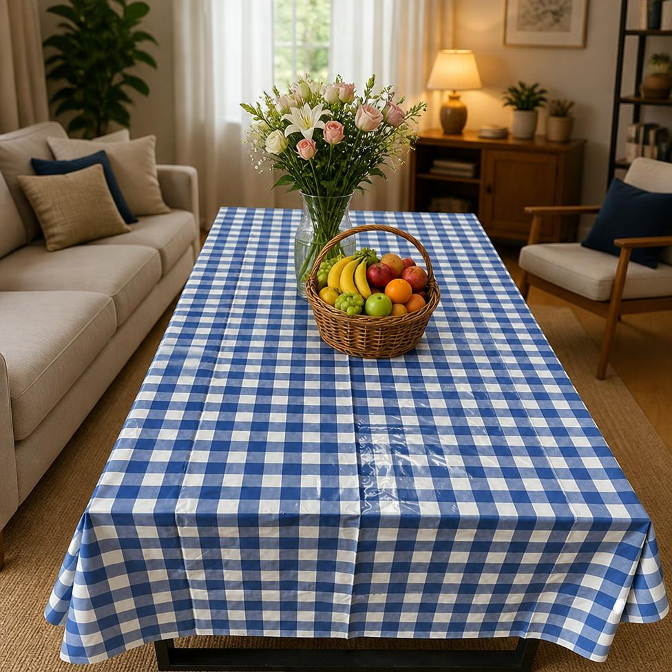 Nappe pour Table ,Motif à Carreaux Bleu et Blanc, Imperméable et Anti-Tâches, Accessoires Maison – image 2