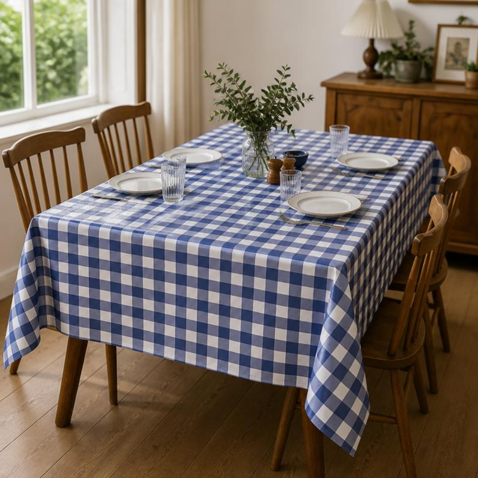 Nappe pour Table ,Motif à Carreaux Bleu et Blanc, Imperméable et Anti-Tâches, Accessoires Maison – image 3