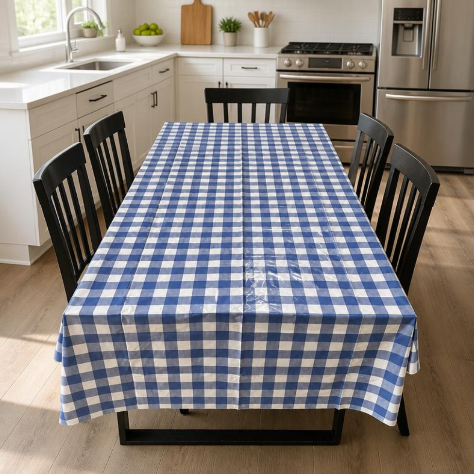 Nappe pour Table ,Motif à Carreaux Bleu et Blanc, Imperméable et Anti-Tâches, Accessoires Maison – image 4