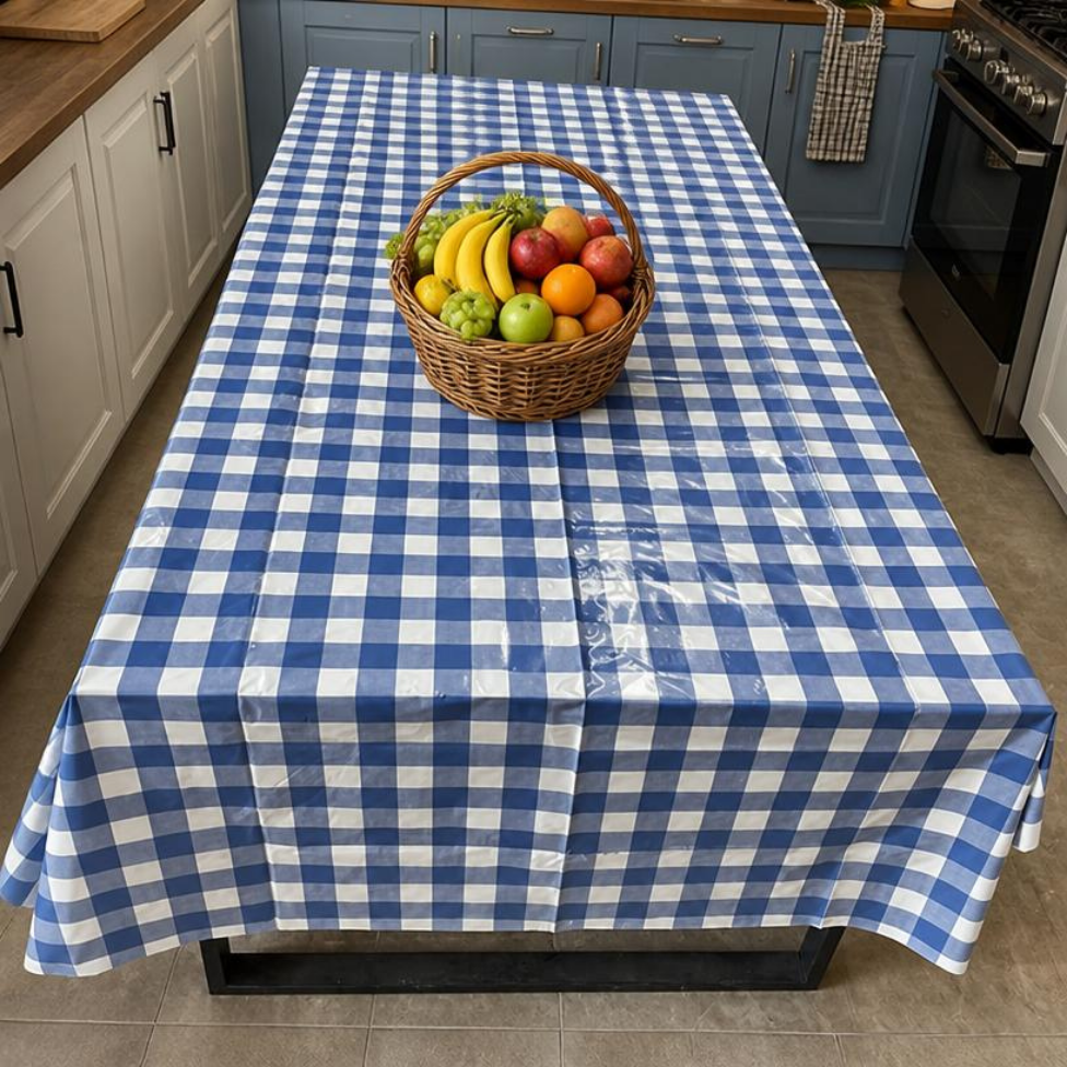 Nappe pour Table ,Motif à Carreaux Bleu et Blanc, Imperméable et Anti-Tâches, Accessoires Maison – image 5