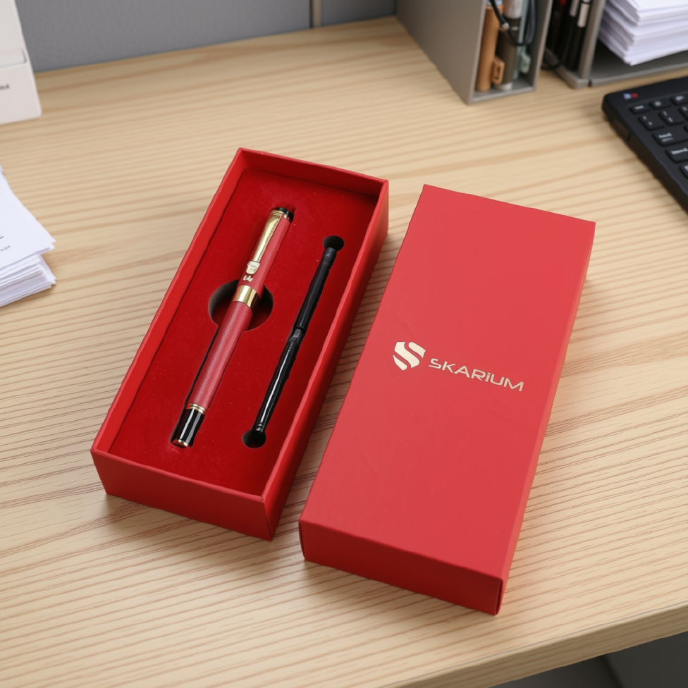 Stylo Plume Noir de Marque Skarium en Métal de Luxe avec Boîte-Cadeau,Stylo d'Affaires – image 2