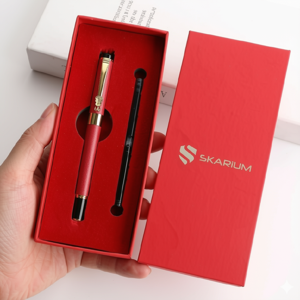 Stylo Plume Noir de Marque Skarium en Métal de Luxe avec Boîte-Cadeau,Stylo d'Affaires – image 3