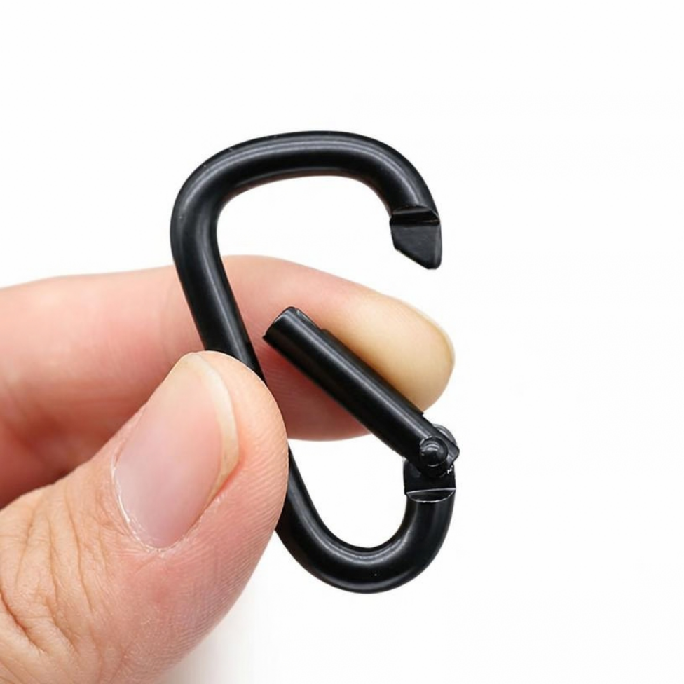Lot de 10 Crochets de Mousqueton,Mini Mousqueton en Alliage d'Aluminium Noir