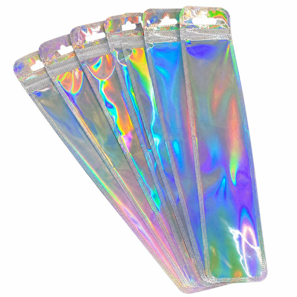 Lot de 18 Sacs Holographiques Transparents Longs de Haute Qualité,Sacs à Fermeture Éclair – image 2