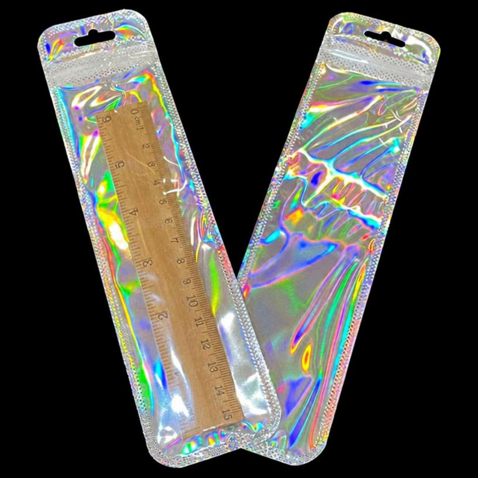 Lot de 18 Sacs Holographiques Transparents Longs de Haute Qualité,Sacs à Fermeture Éclair – image 4