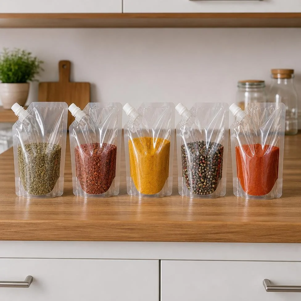 Lot de 10 Doypacks Souple Transparent Réutilisable de 250-300 ml avec Bec Verseur pour Jus,Lait, Liquides