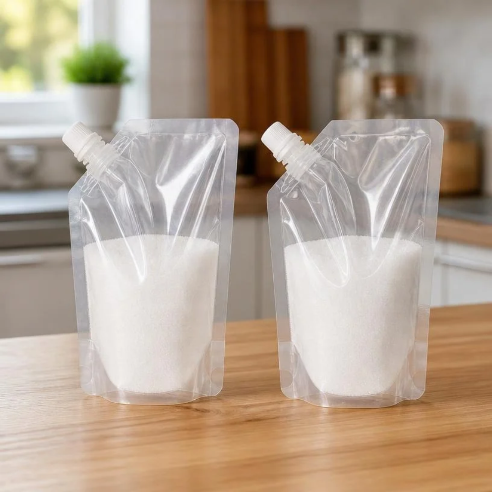 Lot de 10 Doypacks Souple Transparent Réutilisable de 250-300 ml avec Bec Verseur pour Jus,Lait, Liquides – image 3