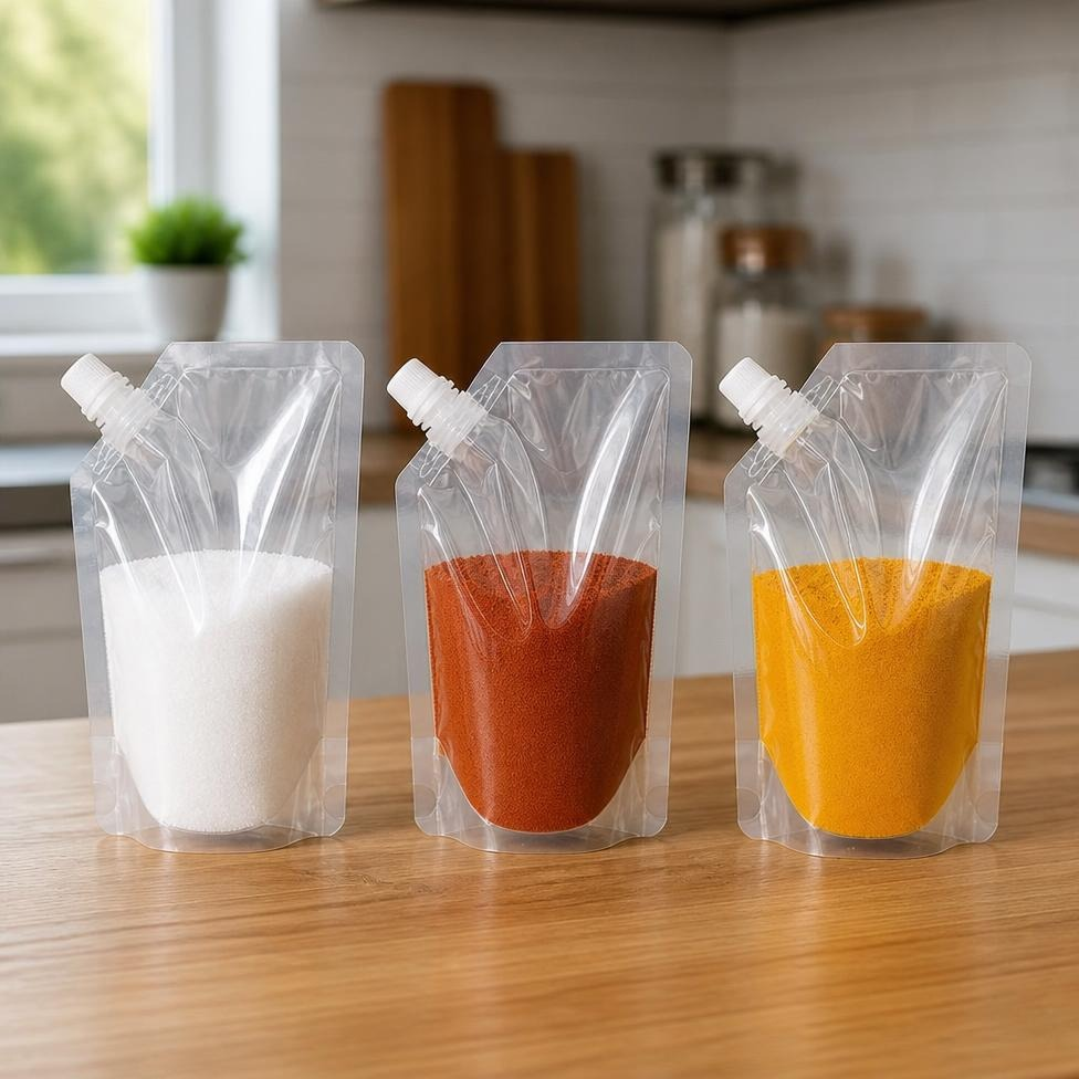 Lot de 10 Doypacks Souple Transparent Réutilisable de 250-300 ml avec Bec Verseur pour Jus,Lait, Liquides – image 4