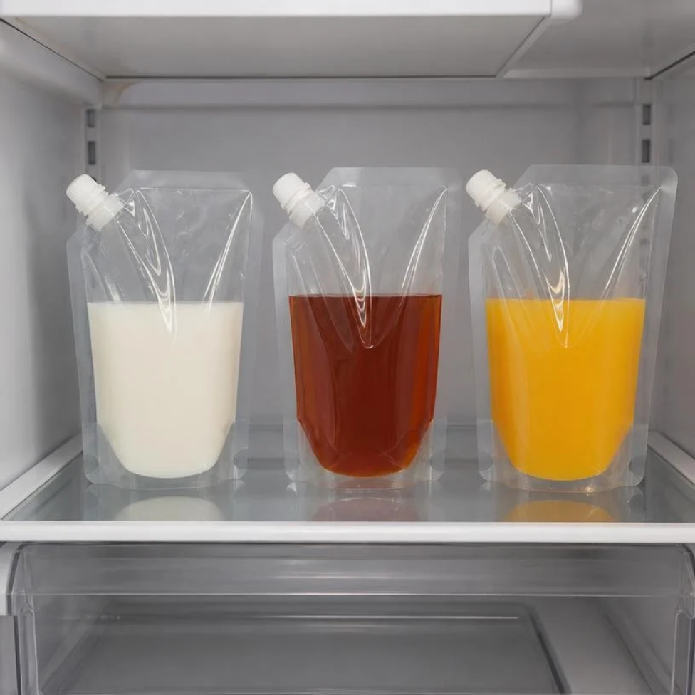 Lot de 10 Doypacks Souple Transparent Réutilisable de 250-300 ml avec Bec Verseur pour Jus,Lait, Liquides – image 5