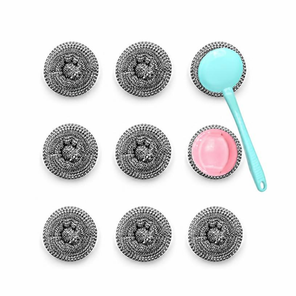 Brosse à Vaisselle avec Long Manche en PP et Boule en Acier Inoxydable,Accessoires Cuisine – image 2