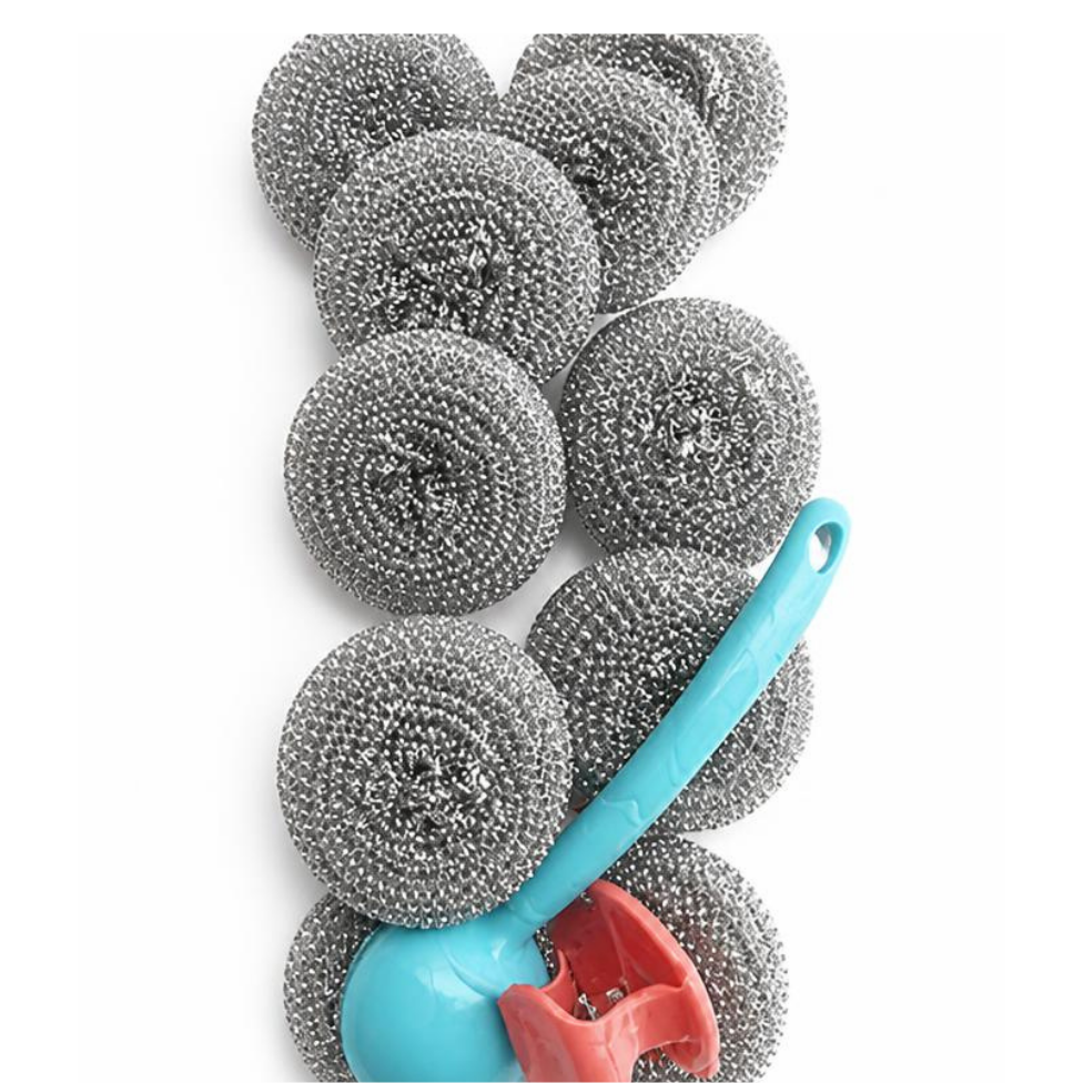 Brosse à Vaisselle avec Long Manche en PP et Boule en Acier Inoxydable,Accessoires Cuisine – image 3