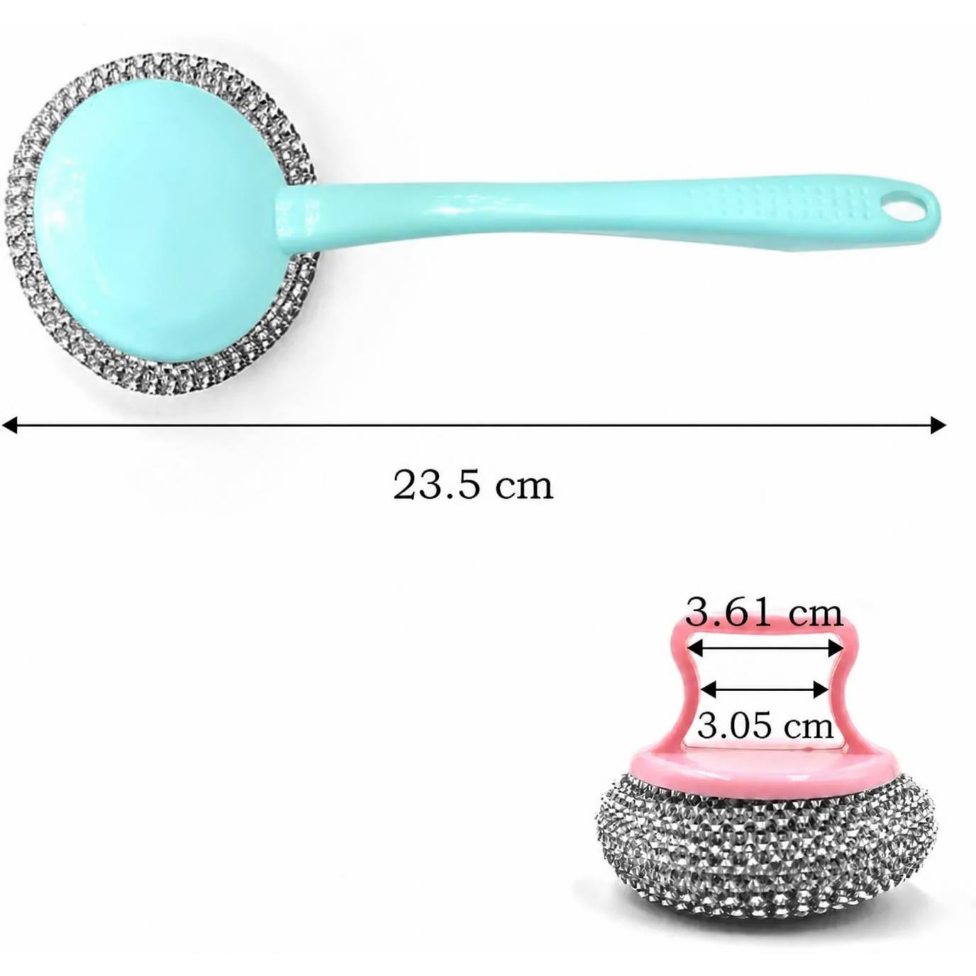 Brosse à Vaisselle avec Long Manche en PP et Boule en Acier Inoxydable,Accessoires Cuisine – image 6