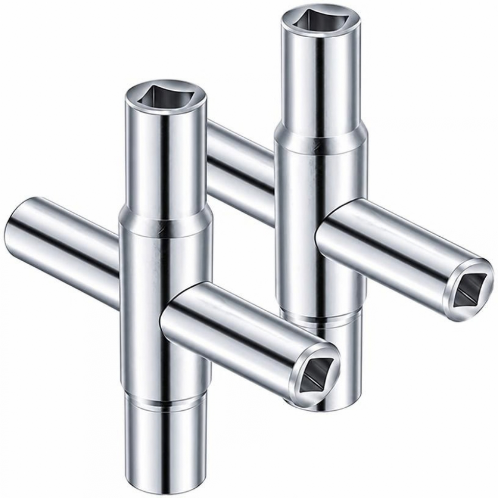Mini Clé Universelle 4-en-1 en Argent pour Robinet, Clé Carrée, Outil de Plomberie,Salle de Bain, Bouteuille de Gaz – image 3