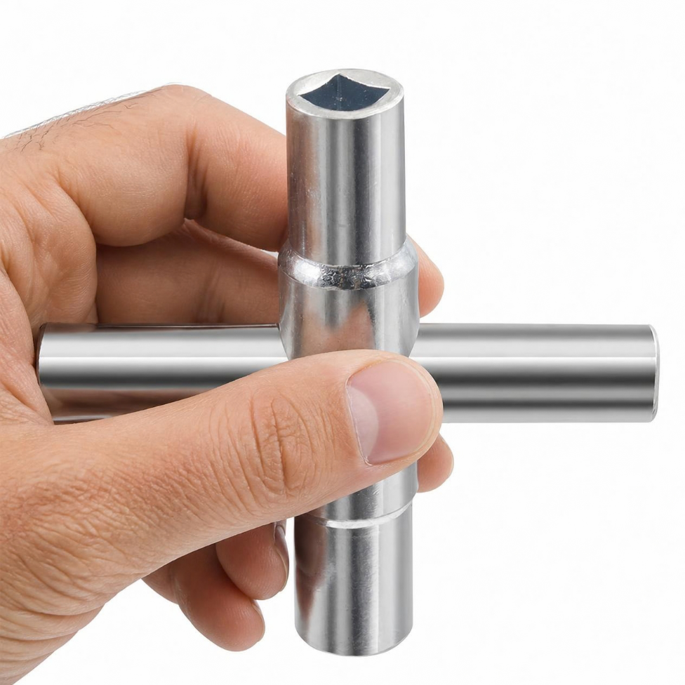 Mini Clé Universelle 4-en-1 en Argent pour Robinet, Clé Carrée, Outil de Plomberie,Salle de Bain, Bouteuille de Gaz – image 4