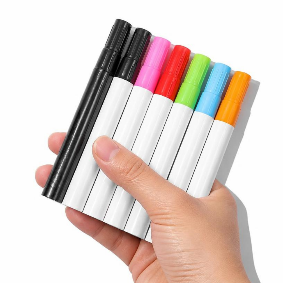 Lot de 7 Marqueurs pour Tableau Blanc,Encre Noire, Effaçable, sans Trace, Effacement Facile,Séchage Rapide,Fournitures Scolaire – image 2