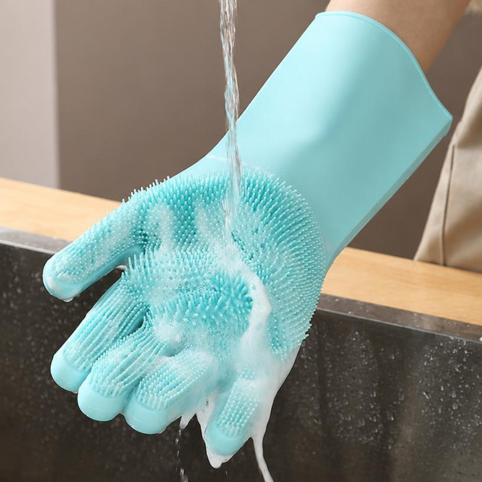 Gant de Nettoyage en Silicone Multi-Usages pour Vaisselle, Bain et Ménage