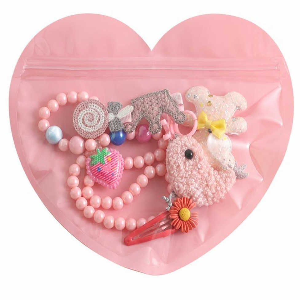 Lot de 5 Sacs  en Forme de Coeur à Fermeture Éclair pour Cadeau – image 2