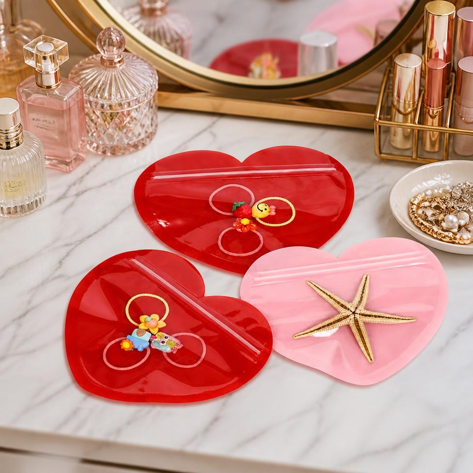 Lot de 5 Sacs  en Forme de Coeur à Fermeture Éclair pour Cadeau – image 3