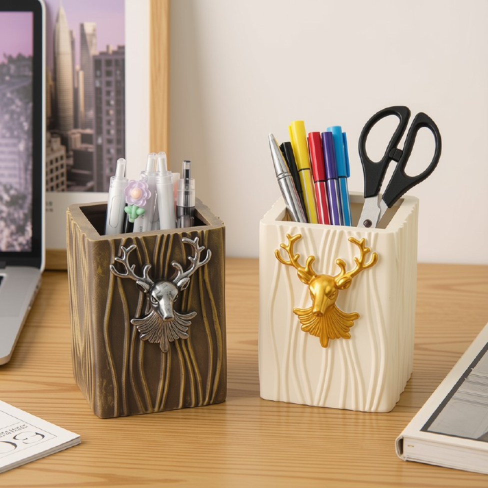 Porte-Crayons en Résine de Haute Qualité en Forme de Tête de Cerf,Décoration de Bureau,Fournitures de Bureau – image 2