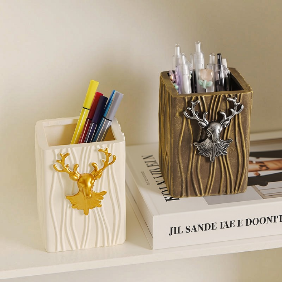 Porte-Crayons en Résine de Haute Qualité en Forme de Tête de Cerf,Décoration de Bureau,Fournitures de Bureau – image 3