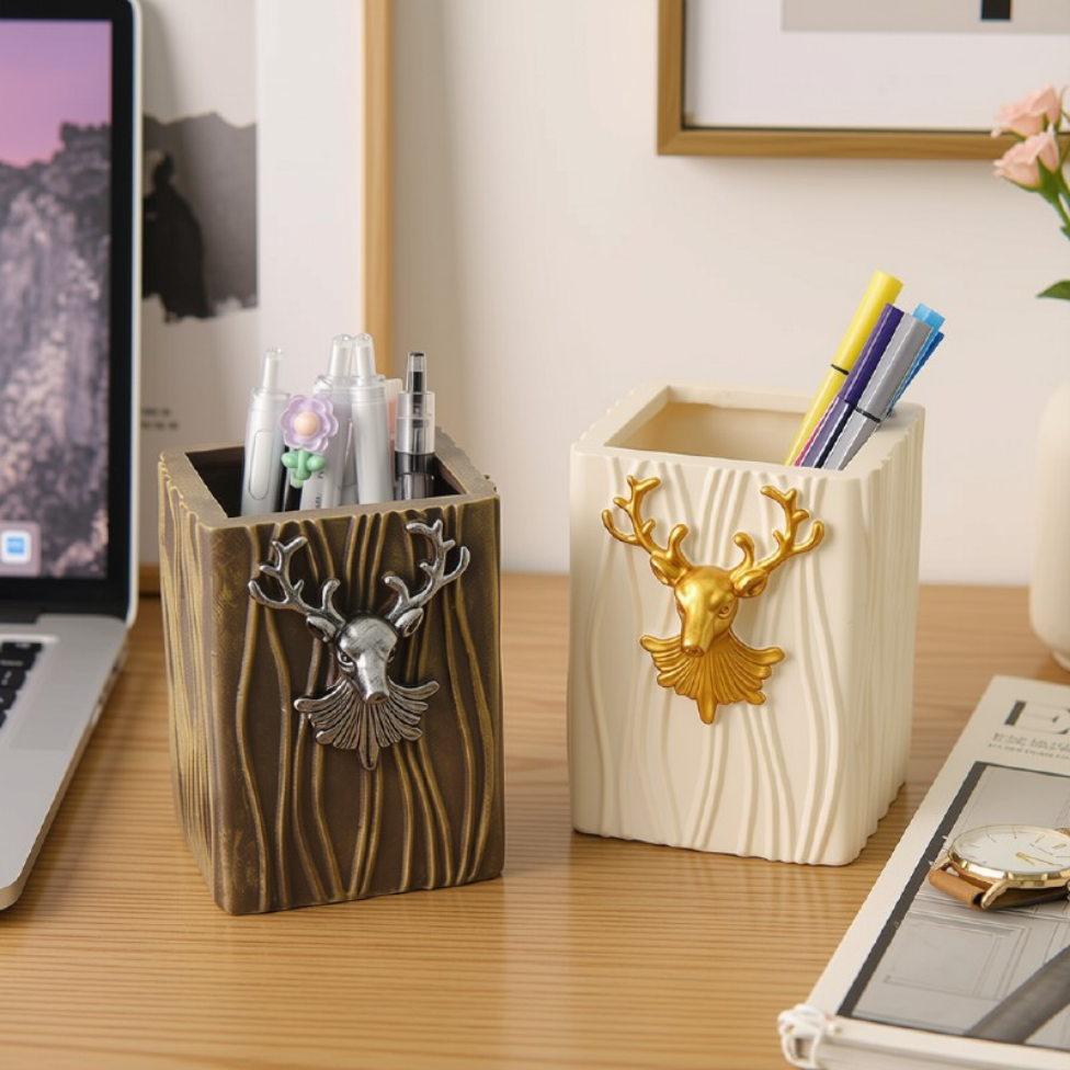 Porte-Crayons en Résine de Haute Qualité en Forme de Tête de Cerf,Décoration de Bureau,Fournitures de Bureau – image 4