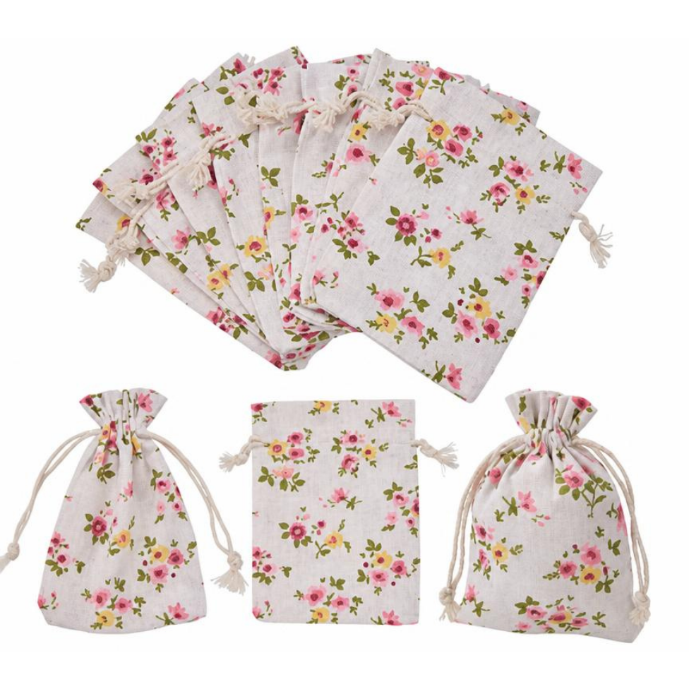 Lot de 5 Sacs à Bijoux Vintage en Coton, Pochette Cadeau avec Cordon – image 3