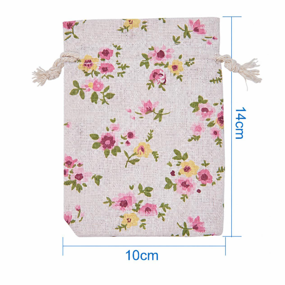 Lot de 5 Sacs à Bijoux Vintage en Coton, Pochette Cadeau avec Cordon – image 4