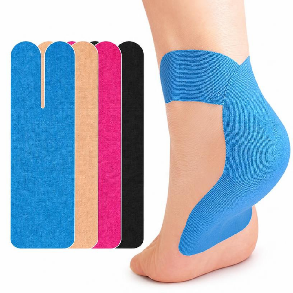 Lot de 5 Bandes de Kinésiologie Prédécoupées pour Cheville, Bande élastique et Imperméable pour Peau Bande de Kinésiologie Soulagement Douleur et Accessoires Soutien Pré-Découpées pour Cheville