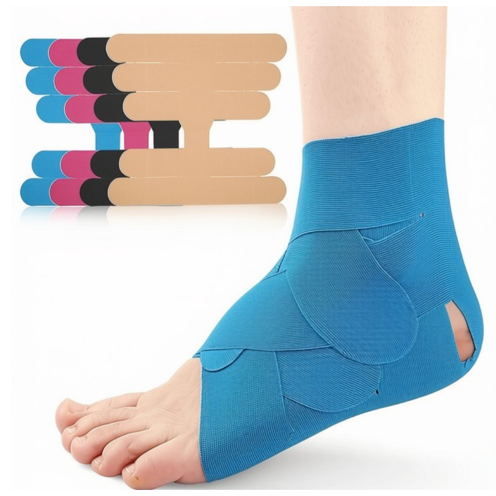 Lot de 5 Bandes de Kinésiologie Prédécoupées pour Cheville, Bande élastique et Imperméable pour Peau Bande de Kinésiologie Soulagement Douleur et Accessoires Soutien Pré-Découpées pour Cheville – image 4