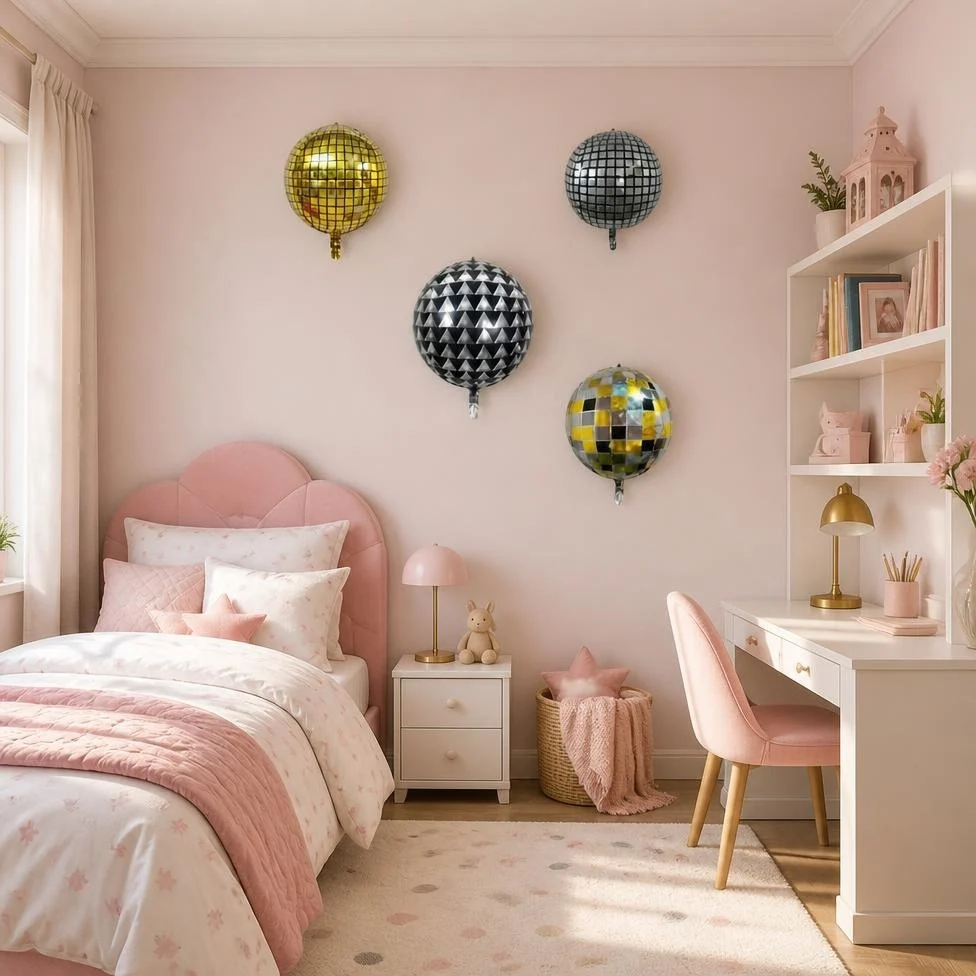 Lot de 4 Ballons Cromé 4D, Argenté, Effet Miroir, Disco, Rond, pour Fête de Bébé – image 2