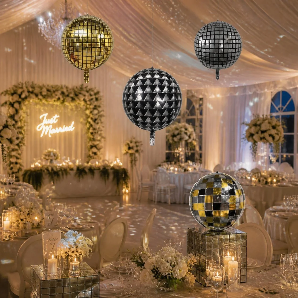 Lot de 4 Ballons Cromé 4D, Argenté, Effet Miroir, Disco, Rond, pour Fête de Bébé – image 6